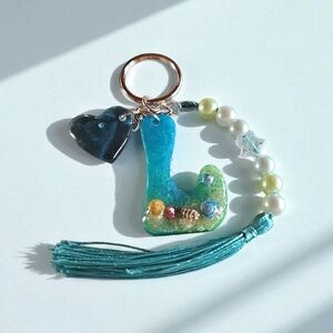 Blue and Green Keychain with Tassel